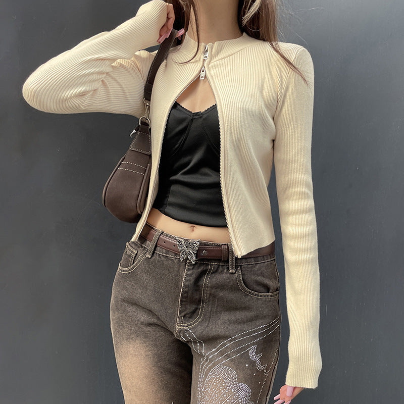 Pull Zippé Bicolore Style Américain