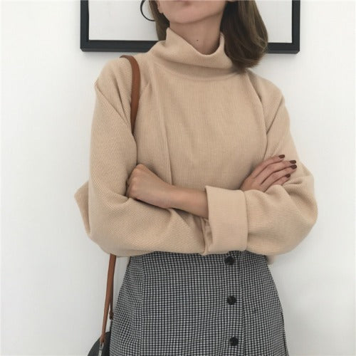 Pull Col Roulé Décontracté – Style Coréen et Élégance Sans Effort