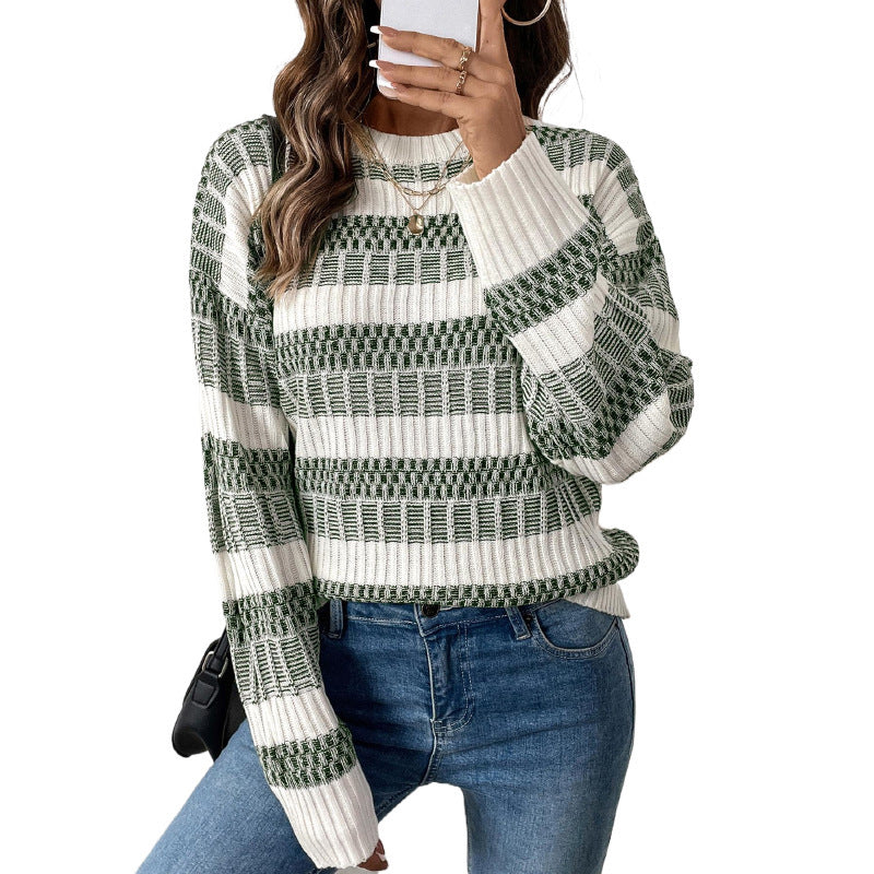 Pull Décontracté à Rayures Contrastées - Nouveau pour Automne et Hiver