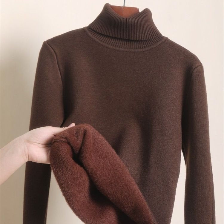 Fleece-lined Thick Turtleneck Sweater Women