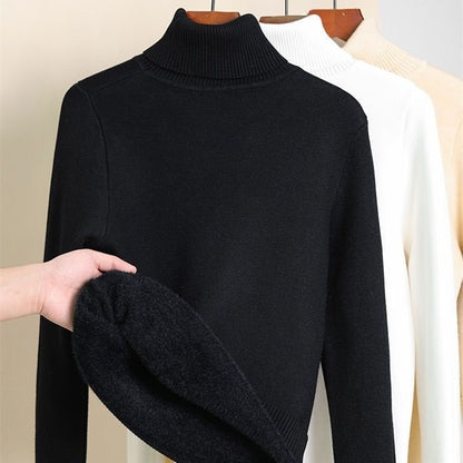 Fleece-lined Thick Turtleneck Sweater Women