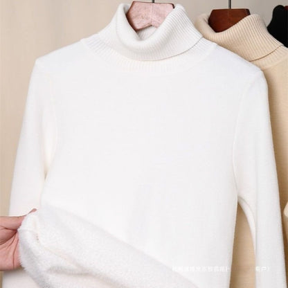 Fleece-lined Thick Turtleneck Sweater Women